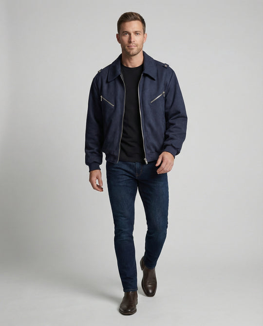 Lockere Multifunktionsjacke mit Doppel-Reißverschluss im American-Style