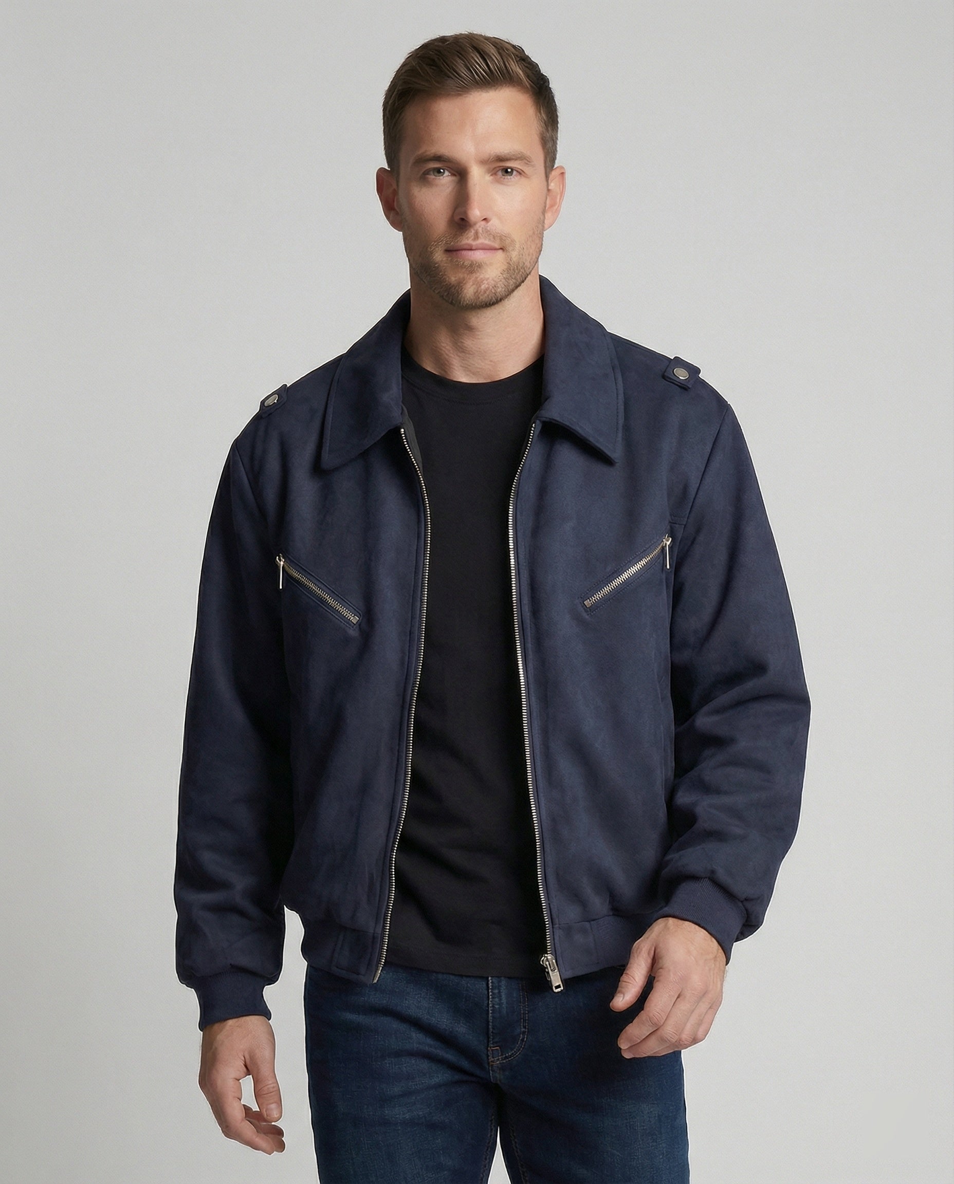Lockere Multifunktionsjacke mit Doppel-Reißverschluss im American-Style