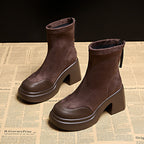 Damen Hohe Plateau-Stiefeletten aus velourslederlook R&B