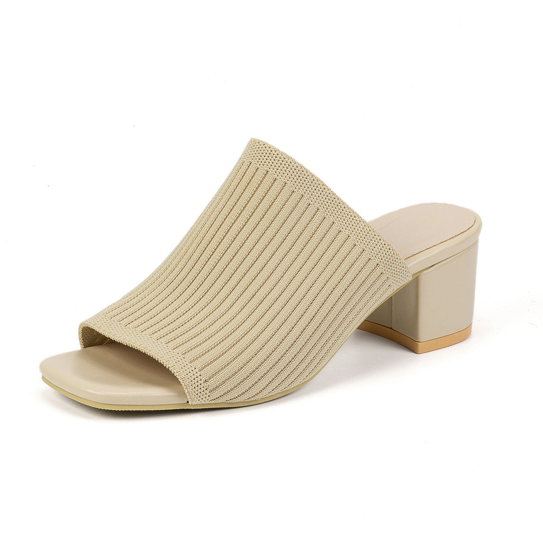 Damen elegante Mules mit strukturiertem Obermaterial und moderatem Blockabsatz R&B