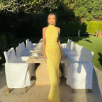 Damen elegantes Maxikleid mit raffiniertem Halterdesign und fließendem Rock