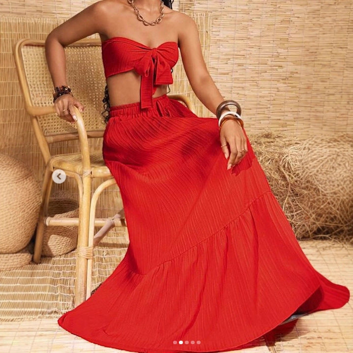 Damen Bandeau Zweiteiler mit weitem Rock R&B
