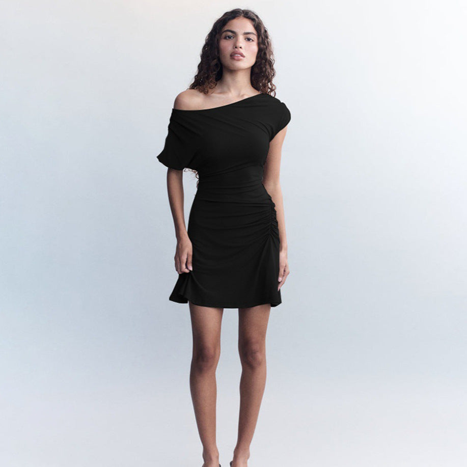 Damen Off-Shoulder Kleid mit Raffung R&B