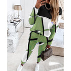 Damen trendy Sweatanzug mit grafischem Muster R&B