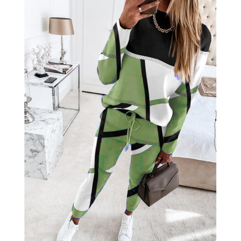 Damen trendy Sweatanzug mit grafischem Muster R&B