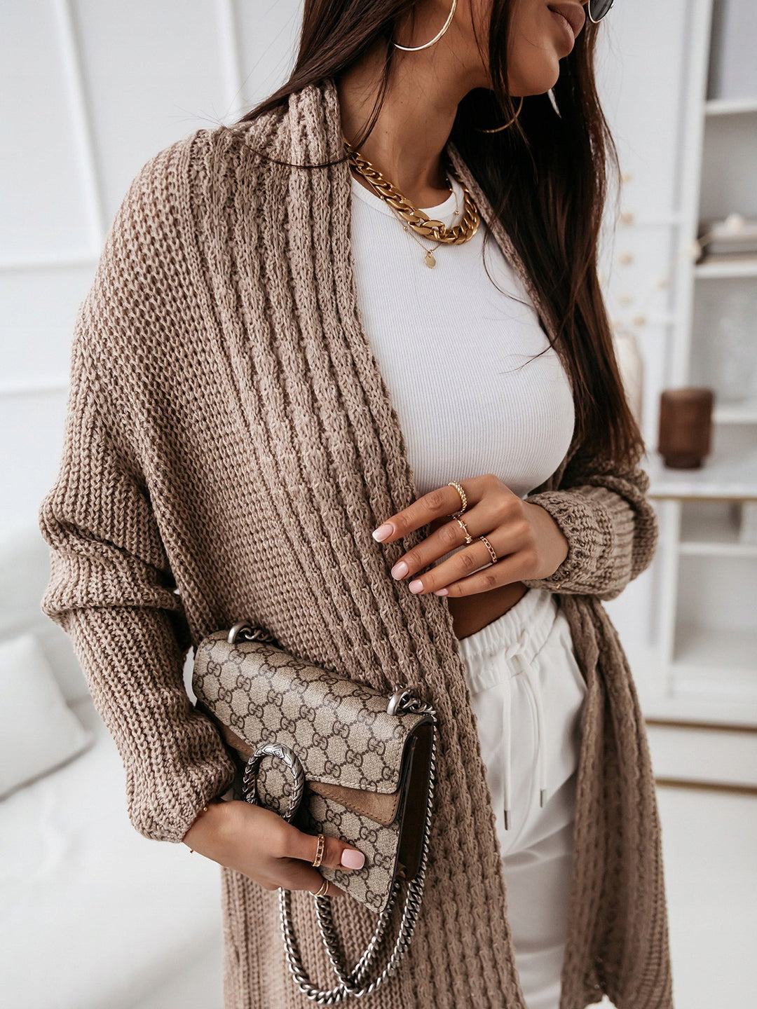 Damen Langarm Strickcardigan R&B