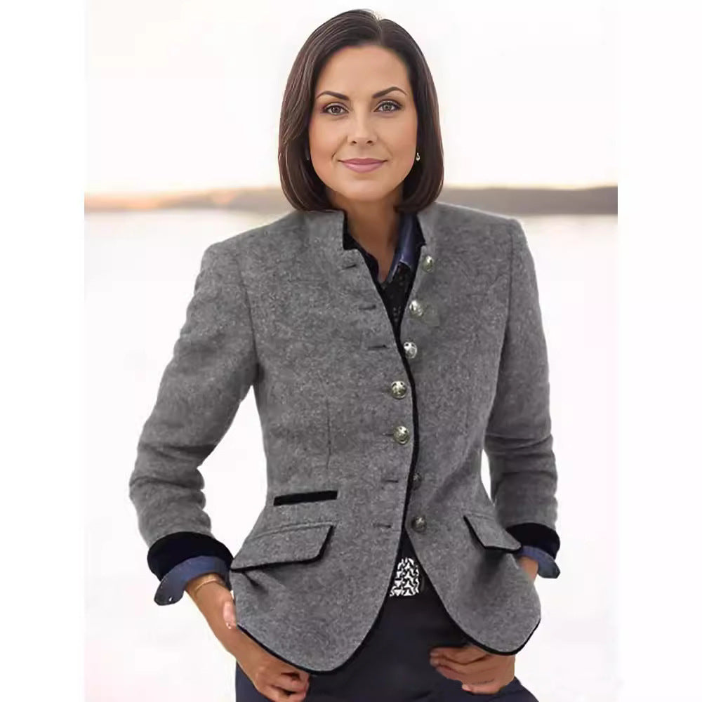 Damen elegante Blazerjacke mit Knopfleiste und praktischen Taschen R&B