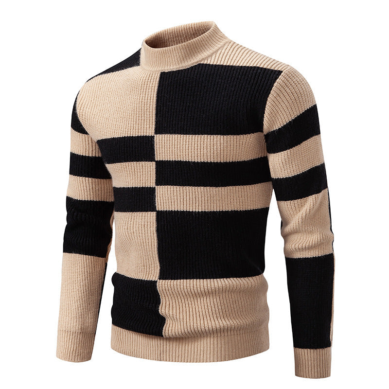 Herren moderner Rollkragenpullover mit strukturiertem Rippdesign