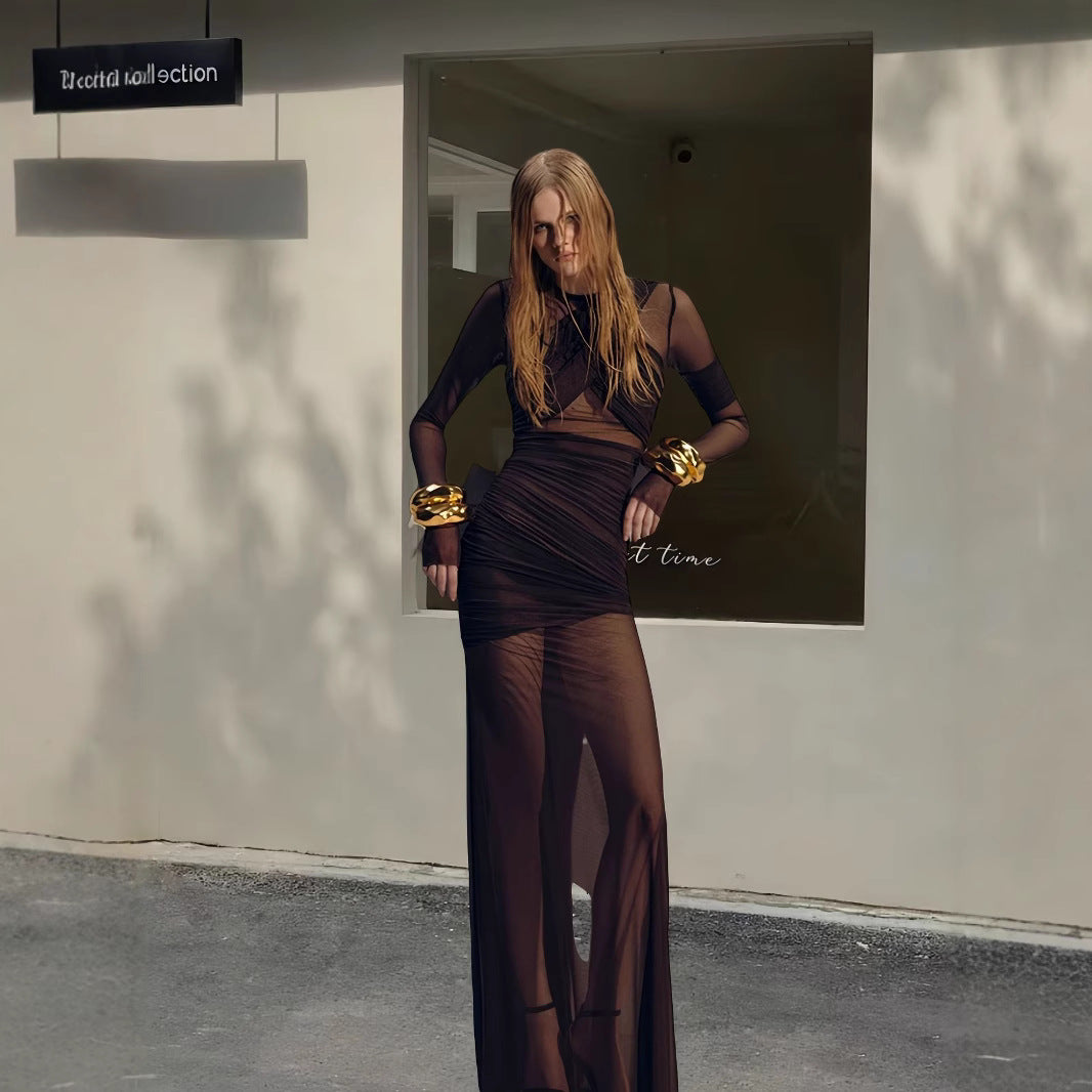 Damen Figurbetontes Wickelkleid mit raffinierten Drapierungen und langem Arm R&B