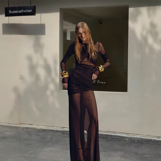 Damen Figurbetontes Wickelkleid mit raffinierten Drapierungen und langem Arm R&B