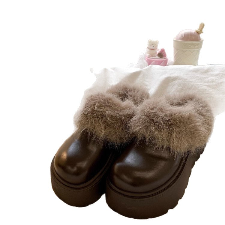 Damen Flauschige Clogs mit robustem Design und weichem Kunstfellrand R&B