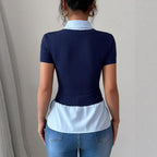 Damen Elegantes Oberteil mit fließendem Saum