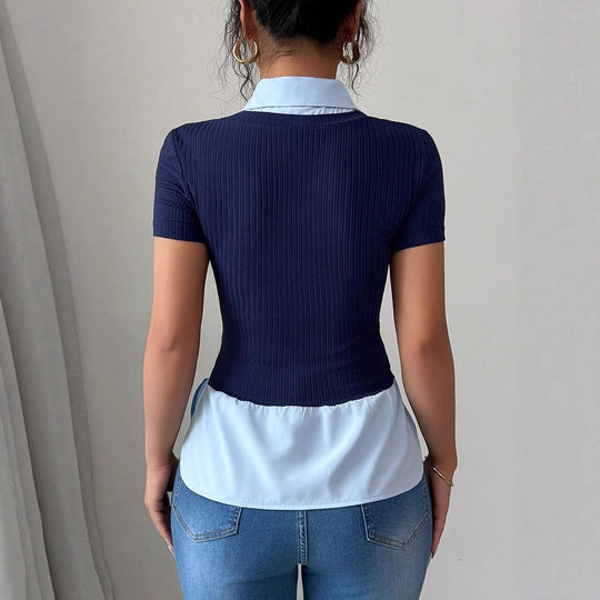 Damen Elegantes Oberteil mit fließendem Saum R&B