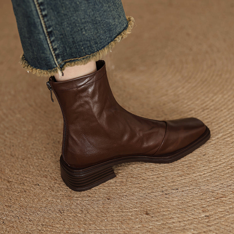 Damen moderne Chelsea Boots mit elegantem Glattleder und praktischem Reißverschluss R&B