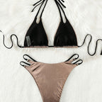 Damen Triangel-Bikini mit verstellbaren Trägern und hohem Beinausschnitt