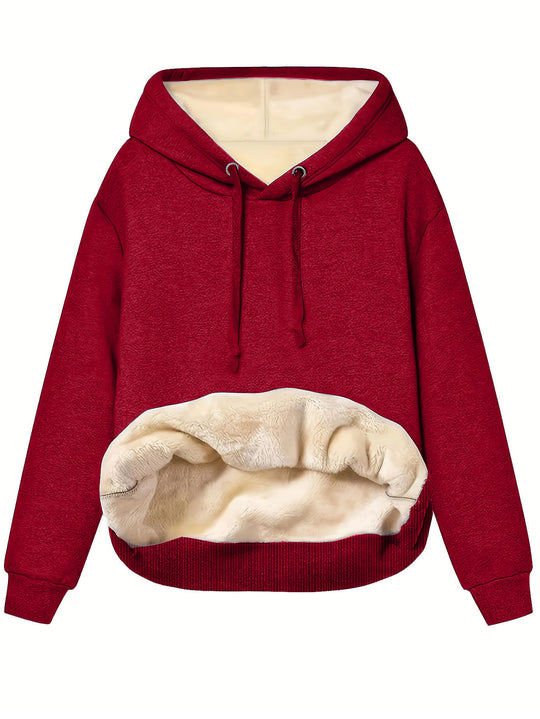 Damen kuscheliger Kapuzenpullover mit weichem Innenfutter und praktischen Kängurutaschen R&B