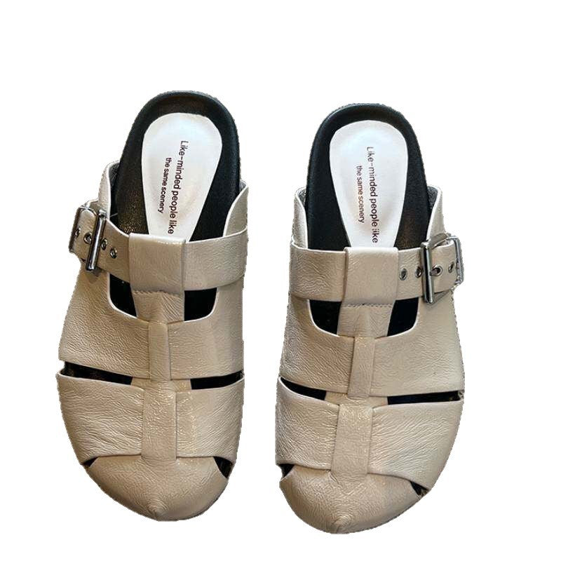 Damen elegante Pantoletten mit verstellbarem Schnallen-Design R&B