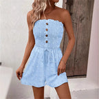 Damen Bandeau Jumpsuit mit Knopfdetails und Taillenzug R&B