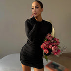 Damen Figurumspielendes Minikleid mit Raffung und Blumenmotiven R&B