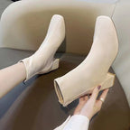 Damen High Heel Stiefeletten mit elegantem Reißverschluss und modischem Blockabsatz EB
