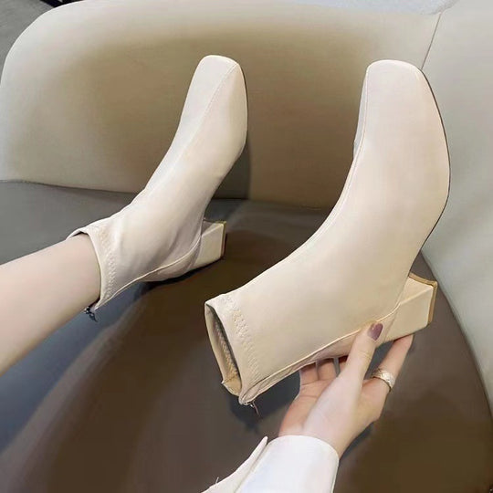 Damen High Heel Stiefeletten mit elegantem Reißverschluss und modischem Blockabsatz R&B