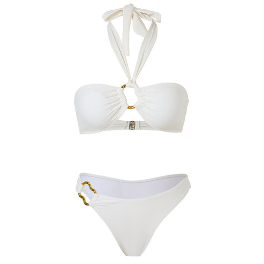 Damen Bandeau-Bikini-Set mit elegantem Knotendesign und verstellbaren Trägern R&B