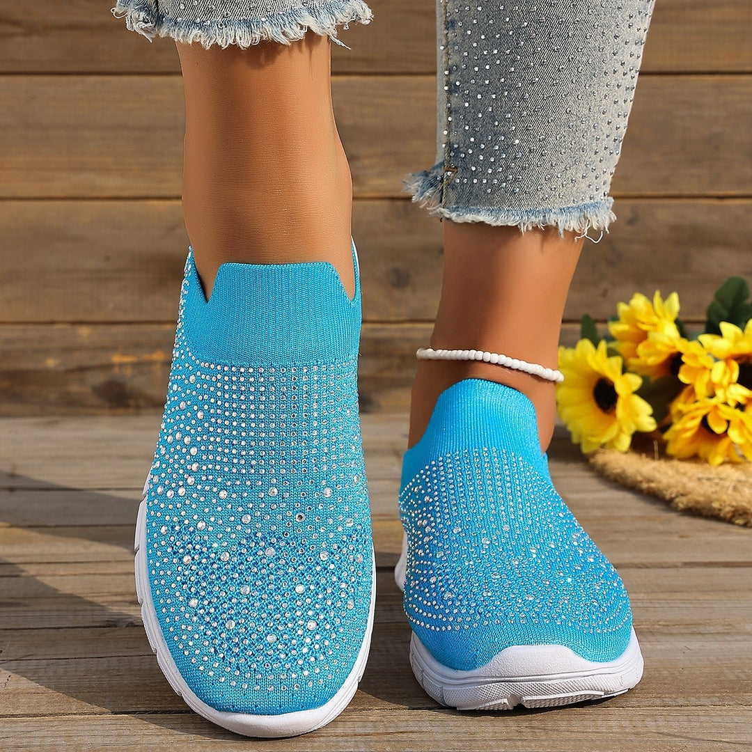 Damen Slip-On Sneakers mit funkelnden Strass-Applikationen R&B