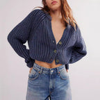 Damen Strickjacke mit femininer Silhouette und lässigem Knopfdesign R&B