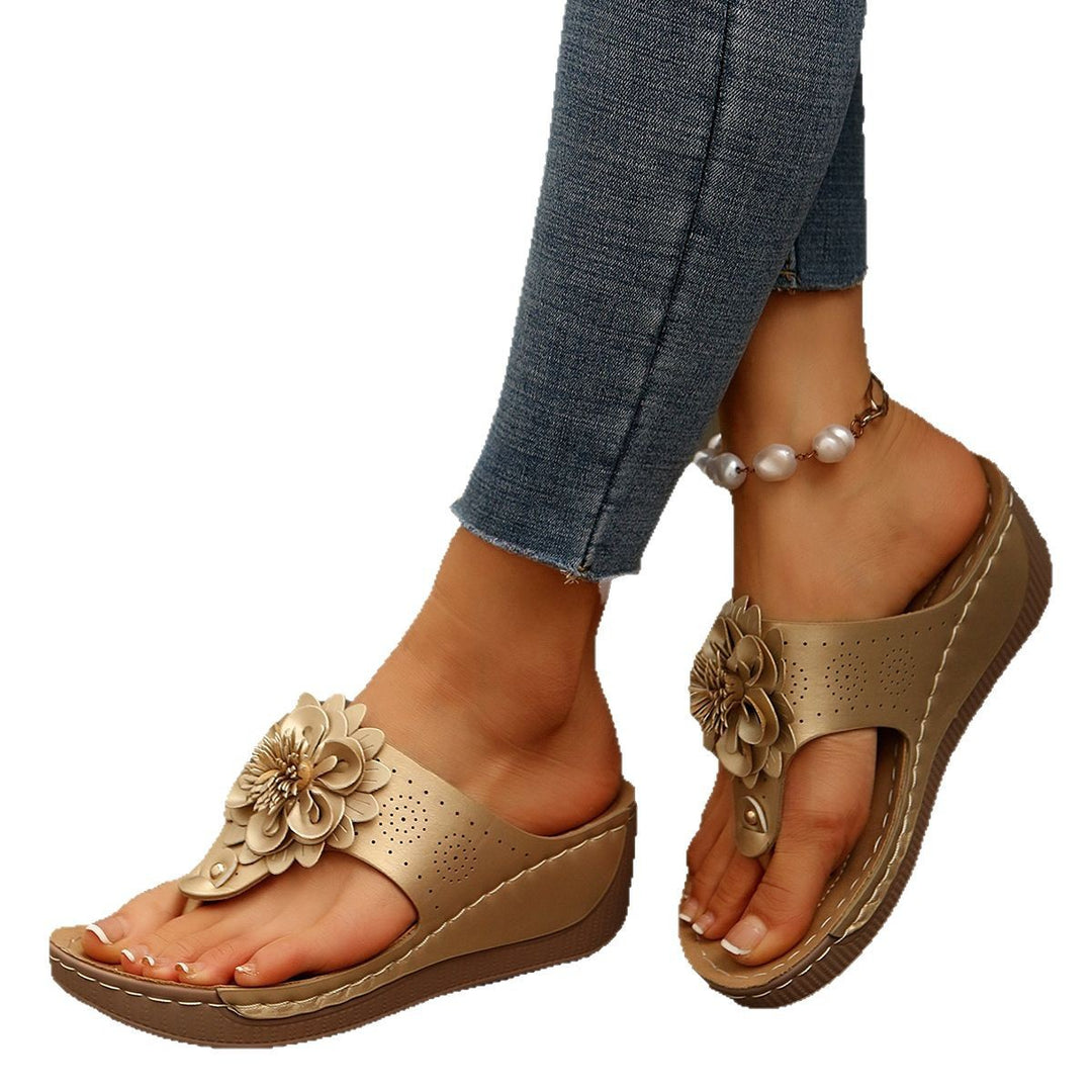 Damen Wedge-Sandalen mit floralen Akzenten und atmungsaktivem Obermaterial R&B
