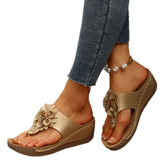 Damen Wedge-Sandalen mit floralen Akzenten und atmungsaktivem Obermaterial R&B