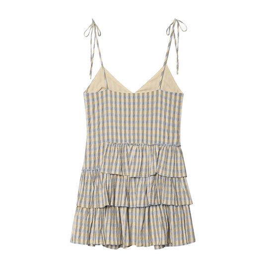 Damen Sommerkleid mit fließenden Volants und V-Ausschnitt R&B