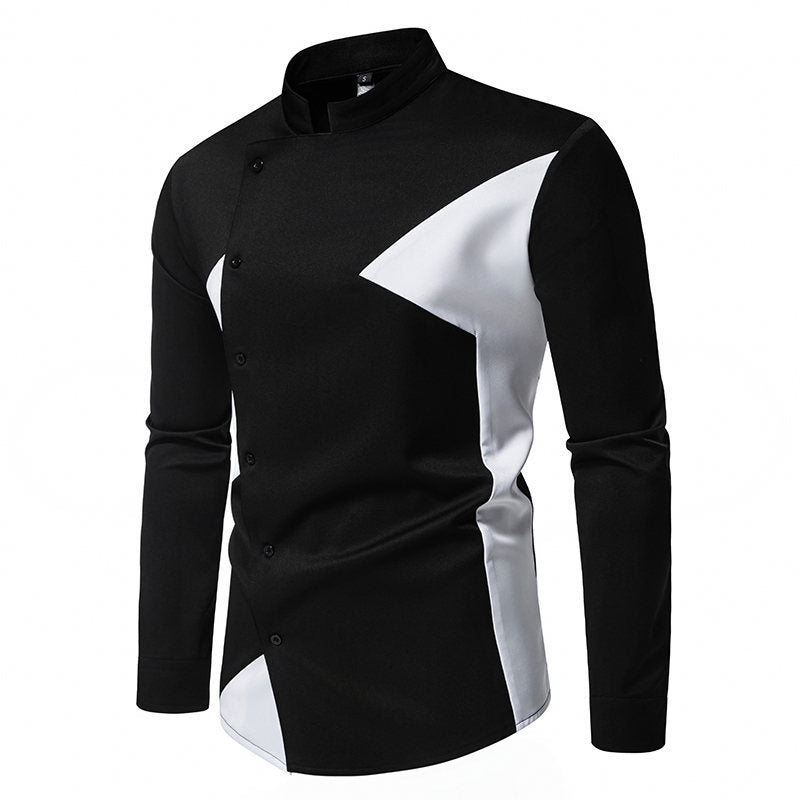 Herren Designer Hemd mit asymmetrischem Farbblock R&B