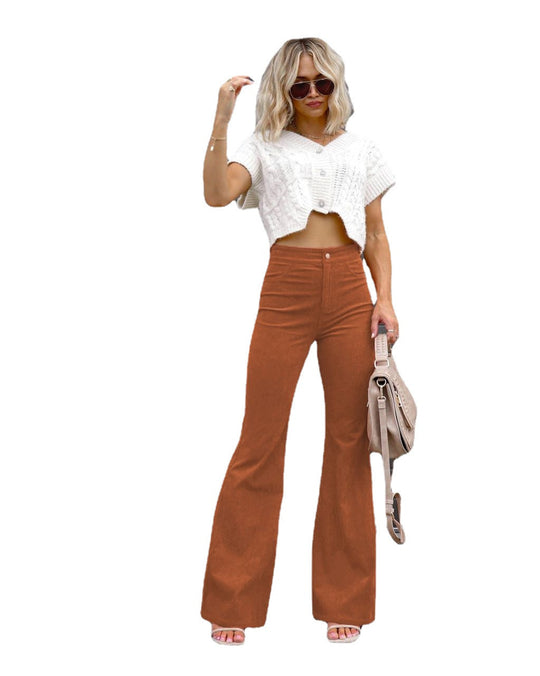 Damen Modische Hochbund-Flared-Jeans R&B