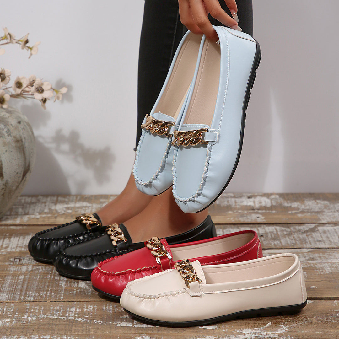Damen Mokassin-Slipper mit elegantem Ketten-Detail R&B
