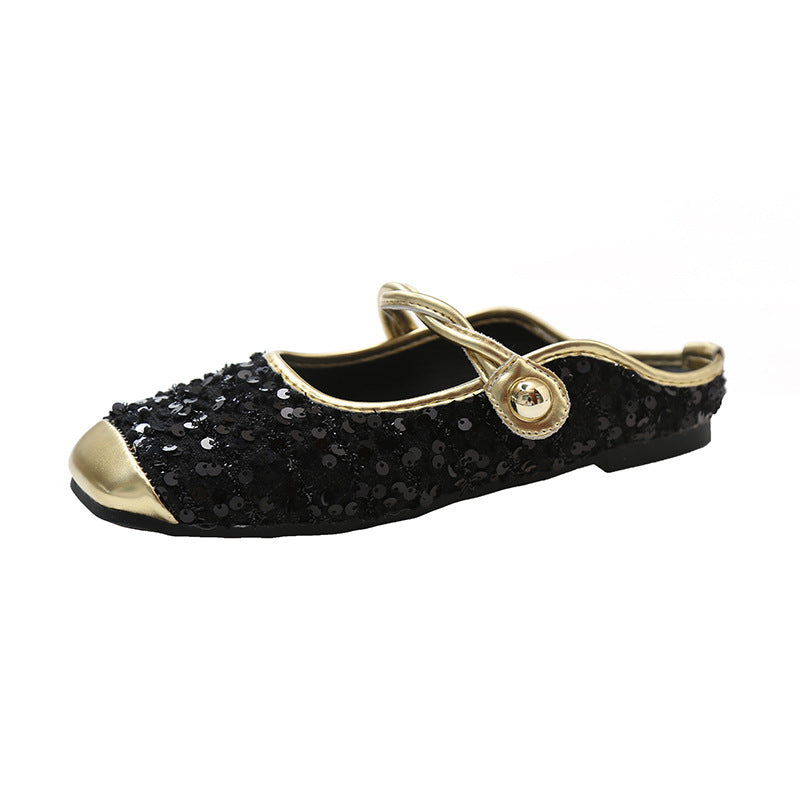 Damen elegante Slip-On Balettschläppchen mit glitzernden Applikationen R&B