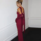 Damen Elegantes schulterfreies Abendkleid mit Flügelärmeln R&B