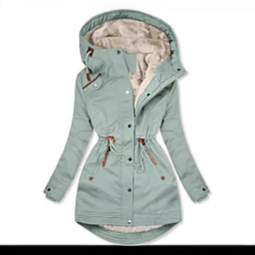 Damen gefütterte Winterparka mit praktischen Taschen und verstellbarem Gürtel R&B