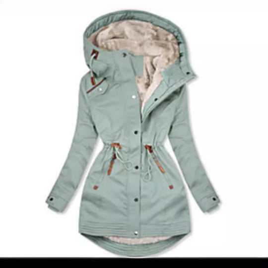 Damen gefütterte Winterparka mit praktischen Taschen und verstellbarem Gürtel R&B