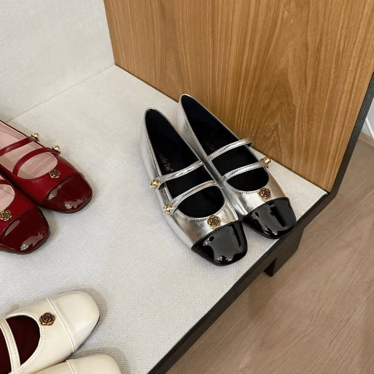 Damen elegante Mary Jane Ballerinas mit dekorativen Schnallen R&B