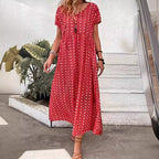 Damen Maxikleid mit handgearbeitetem Blumenmuster und praktischen Seitentaschen R&B