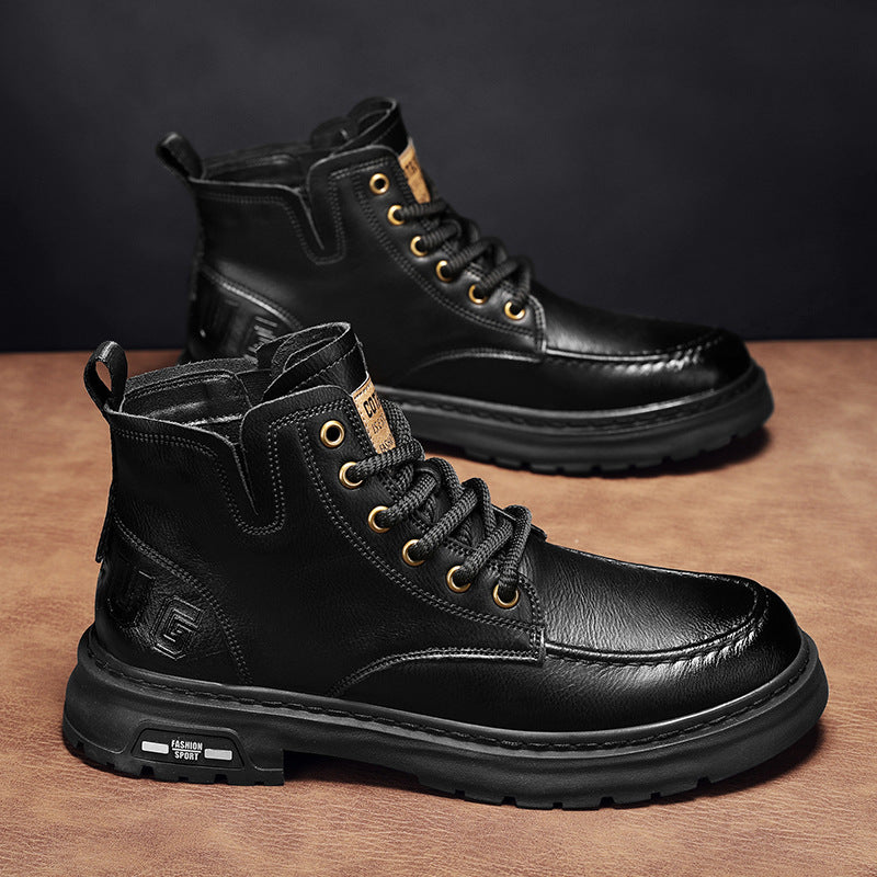 Herren robuste Lederboots mit rutschfester Sohle R&B