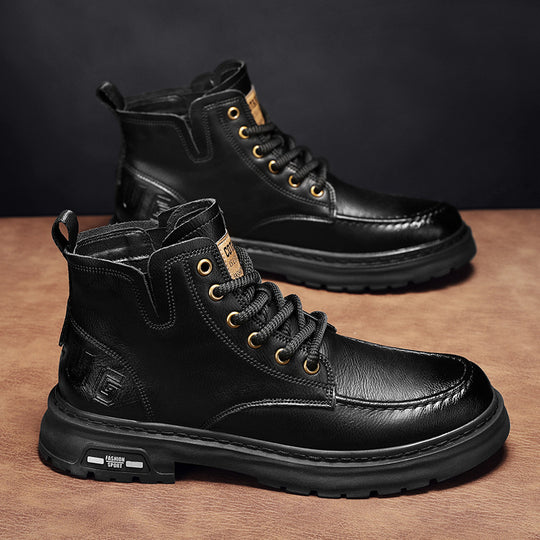 Herren robuste Lederboots mit rutschfester Sohle R&B