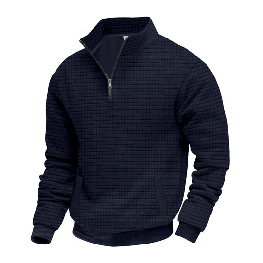 Herren Sweatshirt mit halbem Reißverschluss und strukturiertem Design R&B