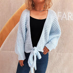 Damen Strickjacke mit verspieltem Bindegürtel und voluminösen Ärmeln R&B