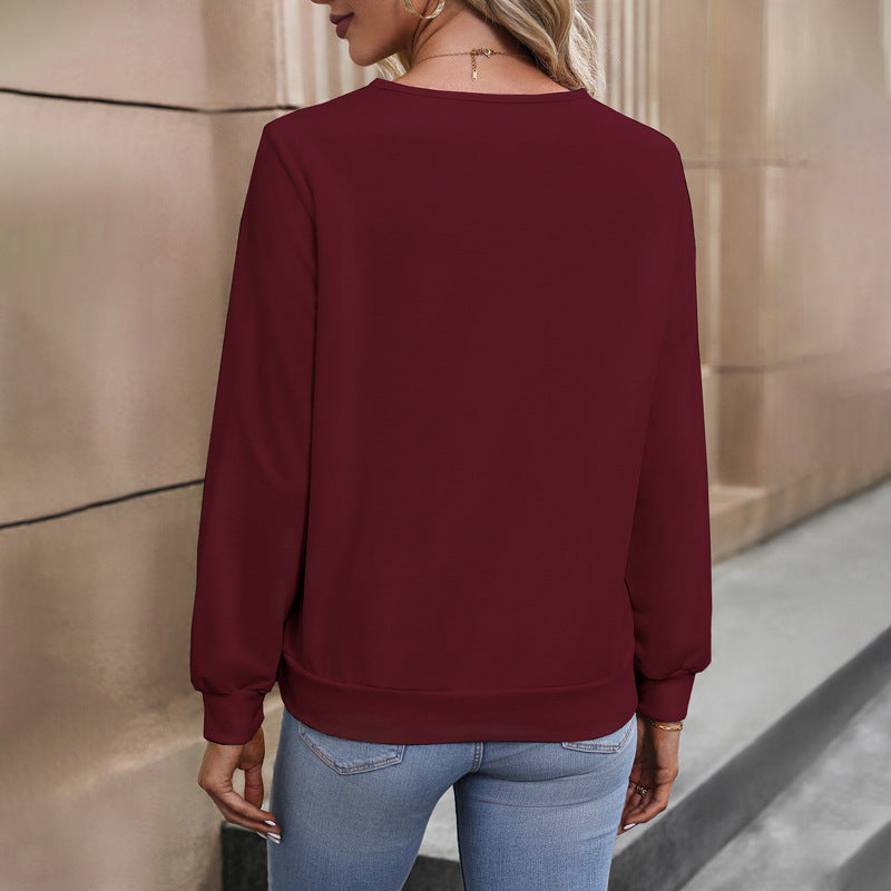 Damen Langarmbluse mit V-Ausschnitt und eleganter Struktur R&B