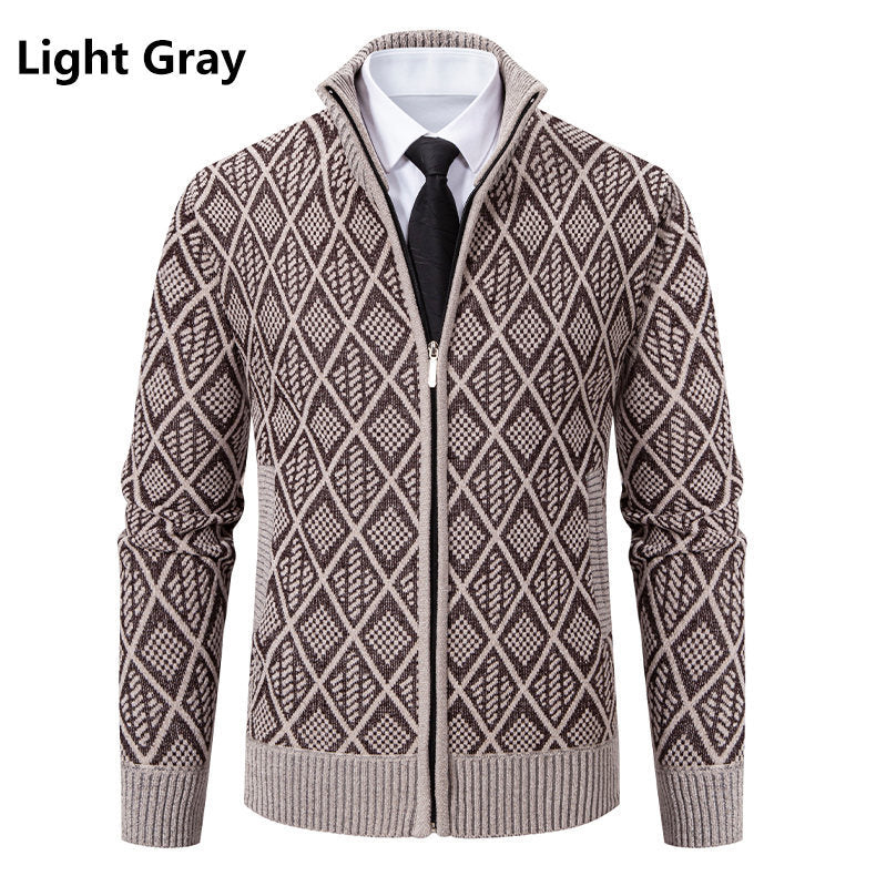 Herren modische Strickjacke mit grafischem Zipper-Design