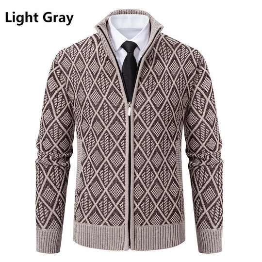 Herren modische Strickjacke mit grafischem Zipper-Design R&B