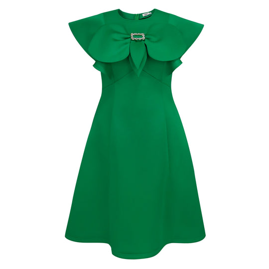 Damen elegantes Kleid mit großem Schleifen-Ausschnitt R&B