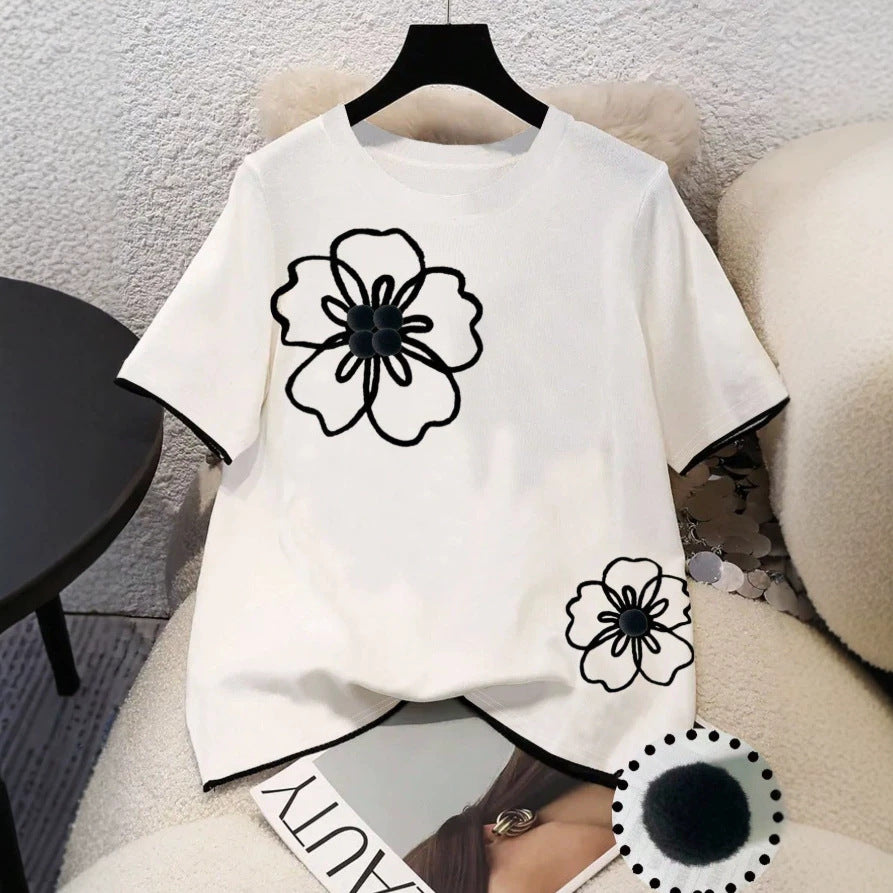 Damen T-Shirt mit floralem Design und lockerem Schnitt R&B
