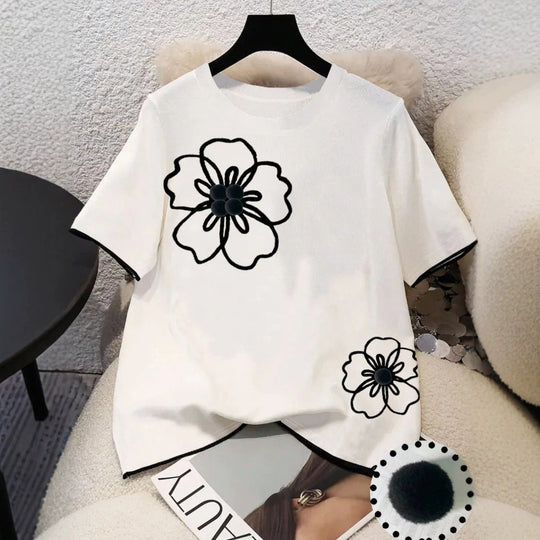Damen T-Shirt mit floralem Design und lockerem Schnitt R&B
